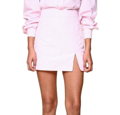 Minigonna a righe in cotone in rosa Rowen Rose - donna 