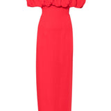 Abito midi con scollo a barca in rosso Rowen Rose - donna 