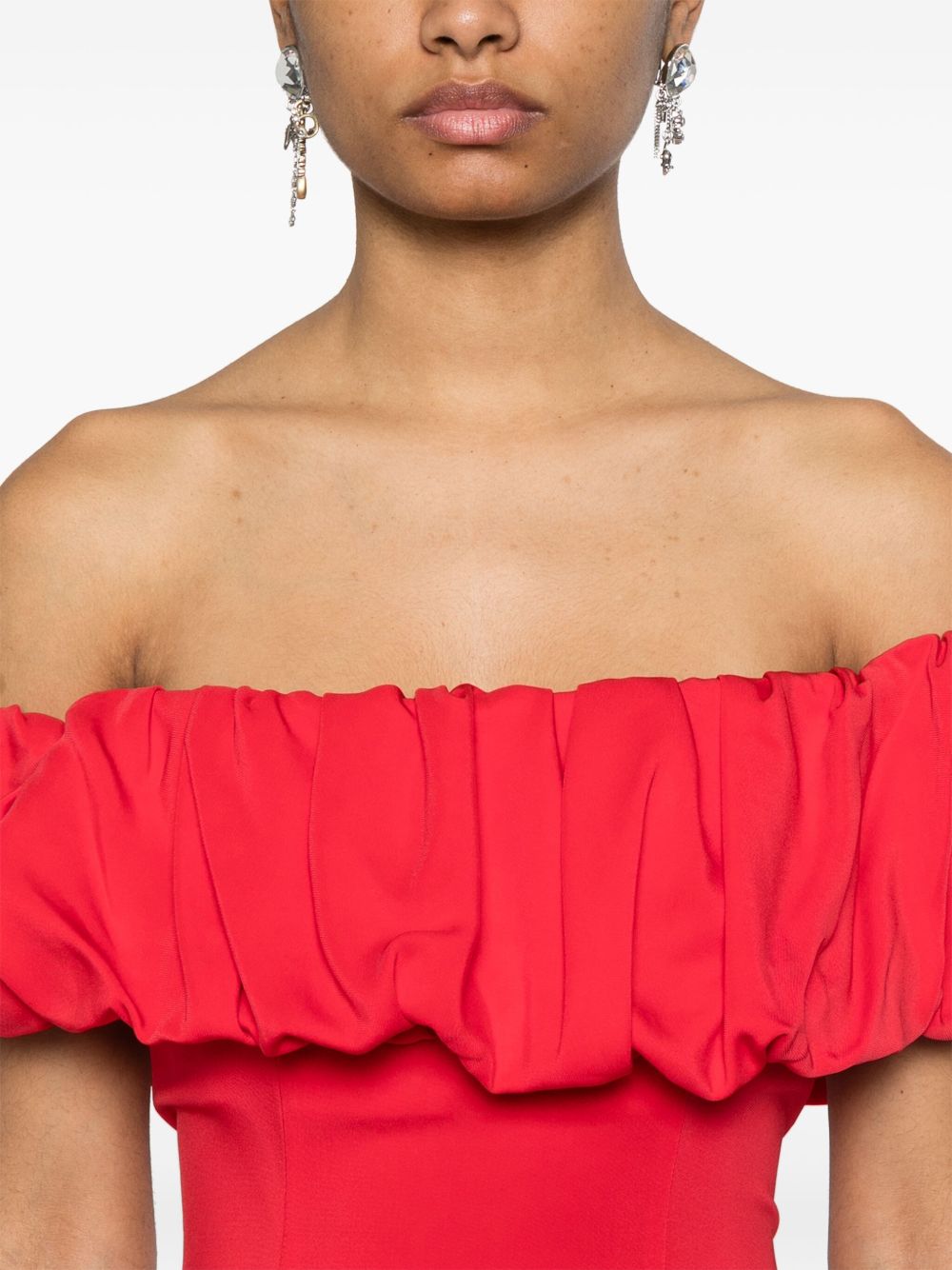 Abito midi con scollo a barca in rosso Rowen Rose - donna 