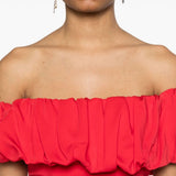 Abito midi con scollo a barca in rosso Rowen Rose - donna 