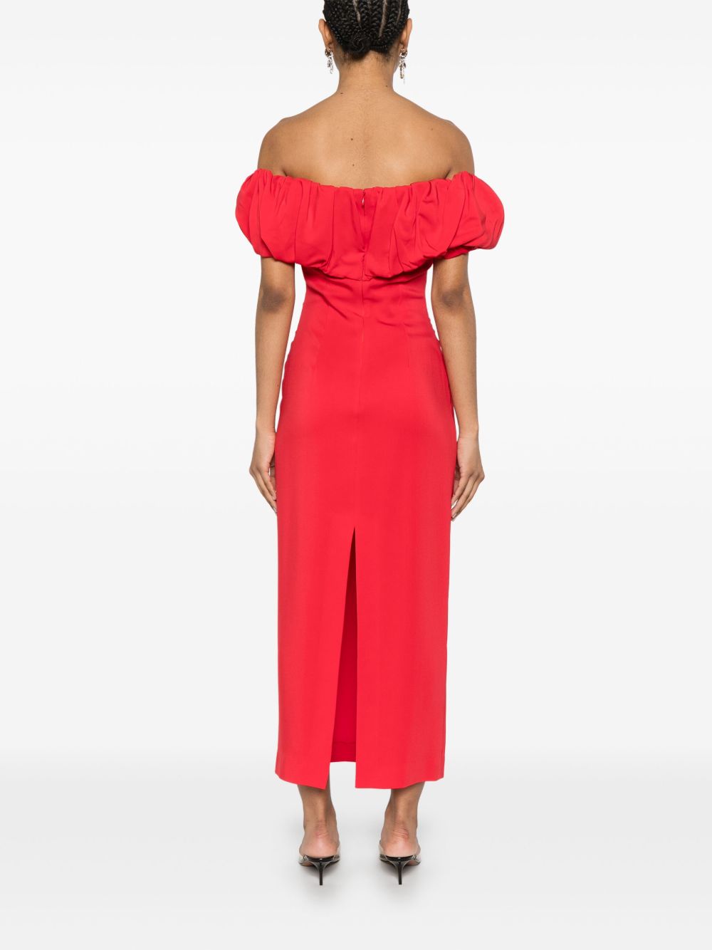 Abito midi con scollo a barca in rosso Rowen Rose - donna 