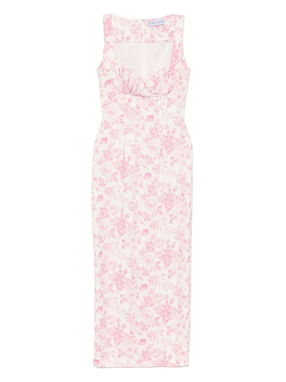 Abito lungo con stampa in bianco e rosa Rowen Rose - donna 