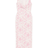 Abito lungo con stampa in bianco e rosa Rowen Rose - donna 