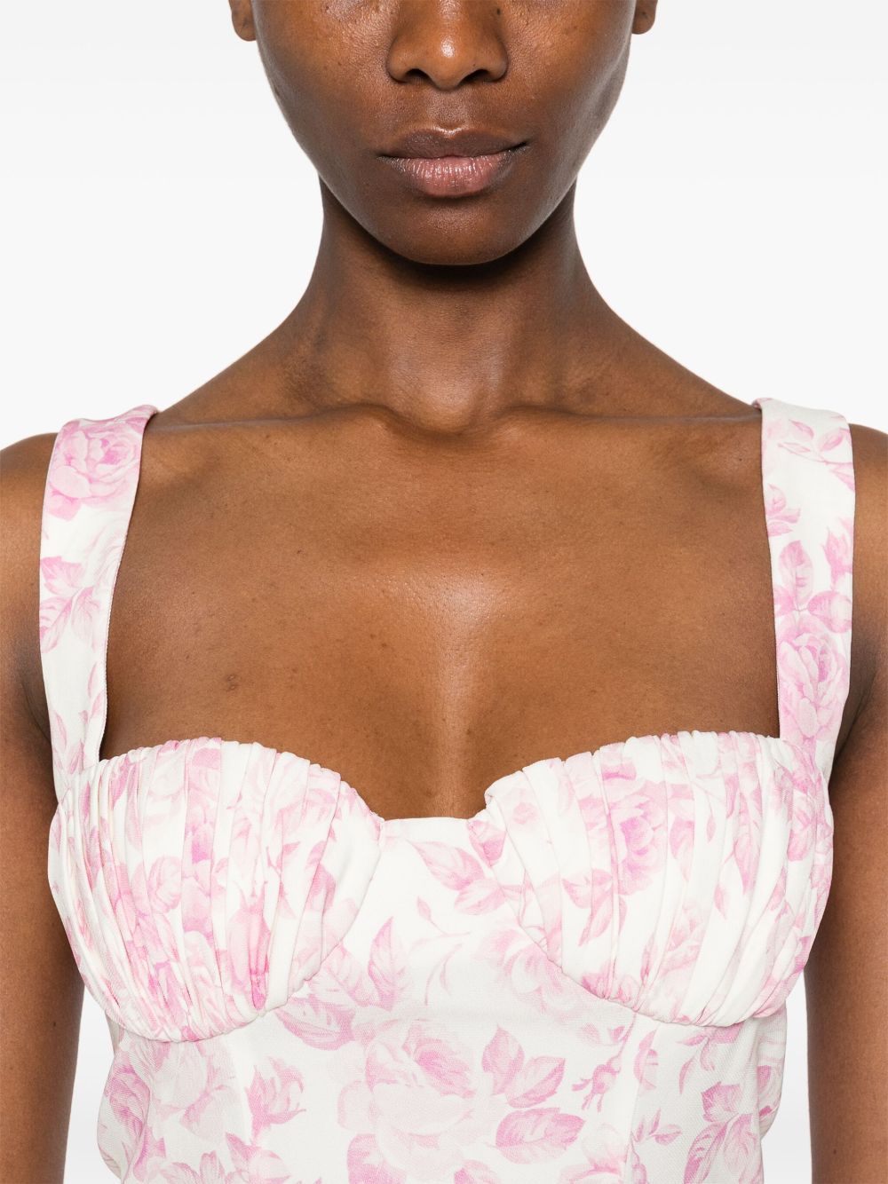 Abito lungo con stampa in bianco e rosa Rowen Rose - donna 