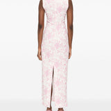 Abito lungo con stampa in bianco e rosa Rowen Rose - donna 