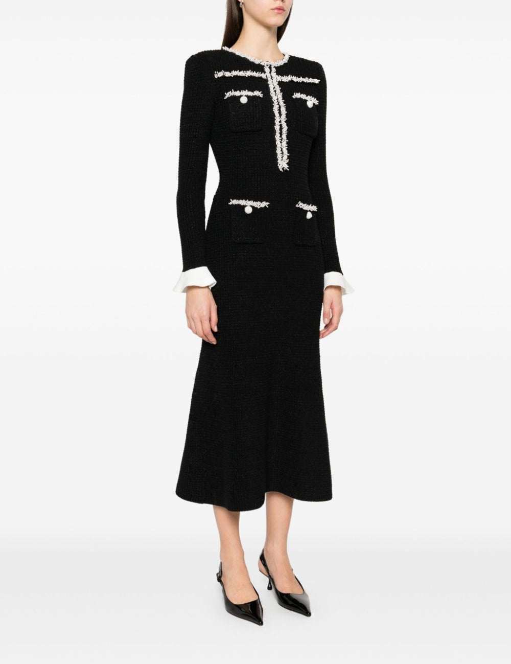 Abito midi con decorazioni in nero Self-portrait - donna 
