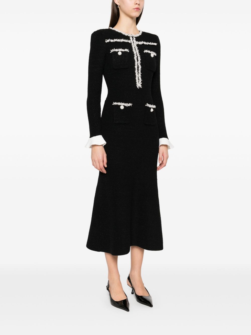 Abito midi con decorazioni in nero Self-portrait - donna 