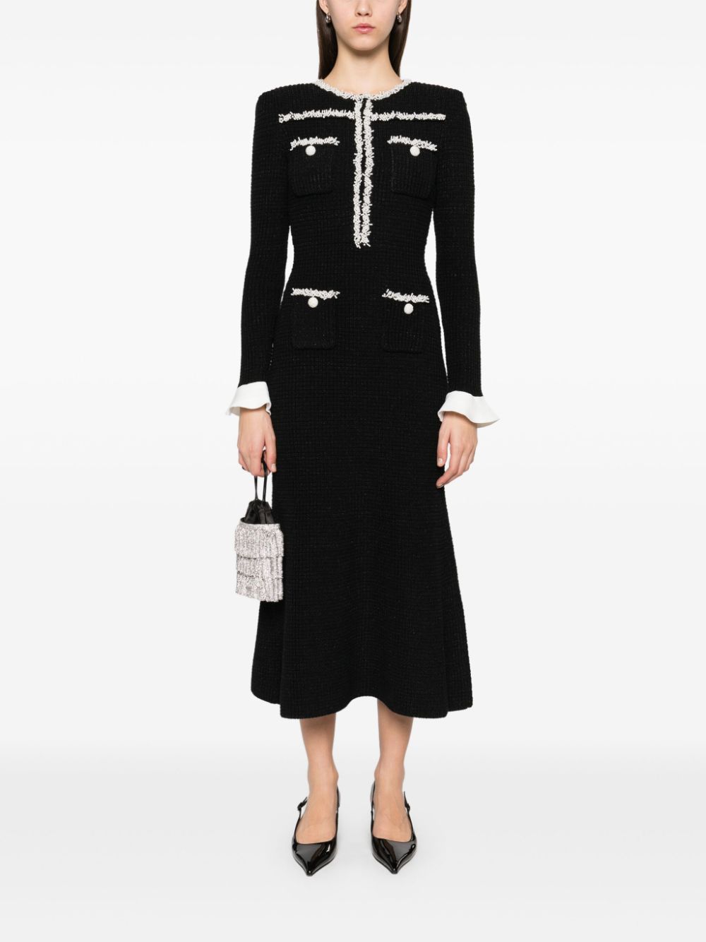 Abito midi con decorazioni in nero Self-portrait - donna 