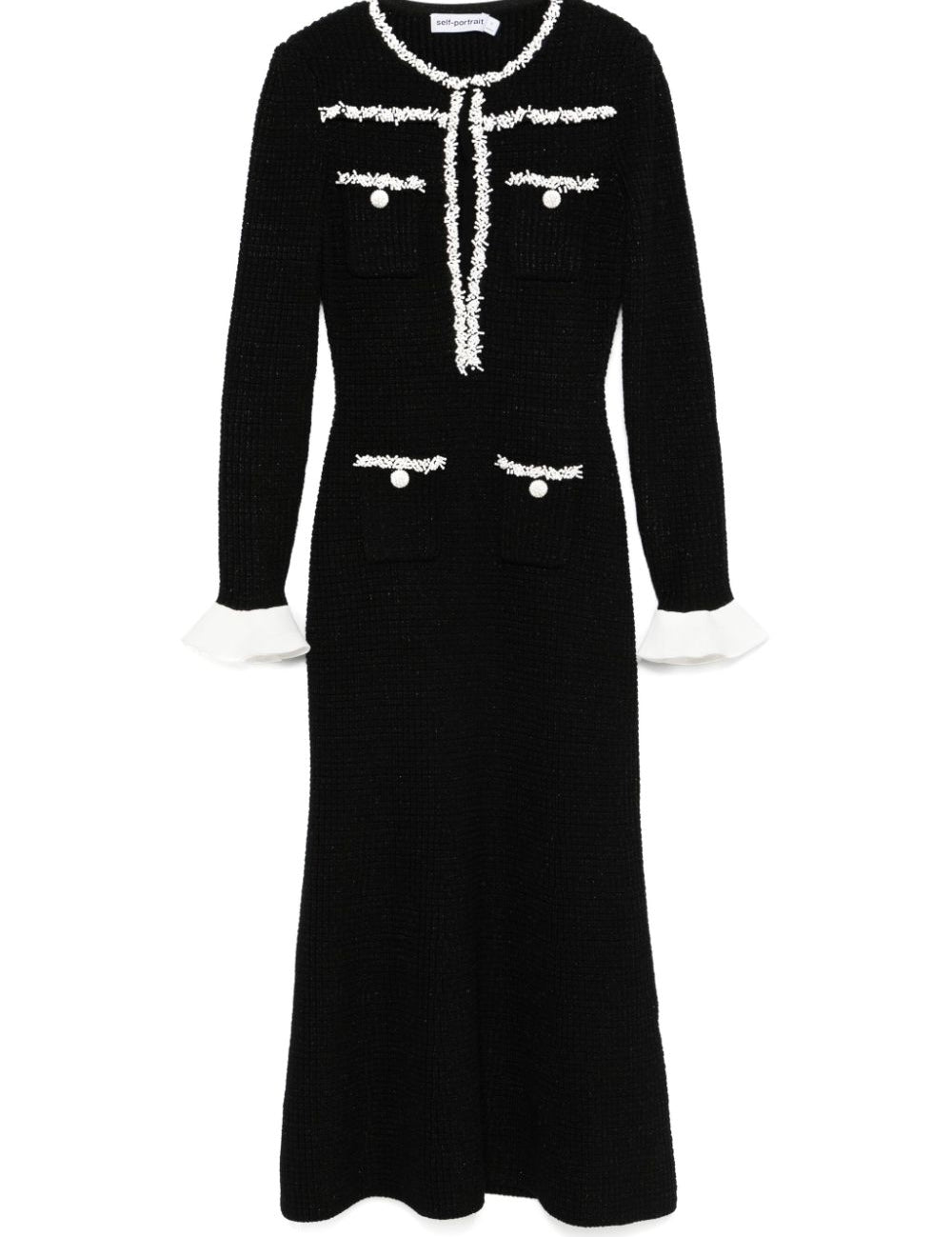 Abito midi con decorazioni in nero Self-portrait - donna 