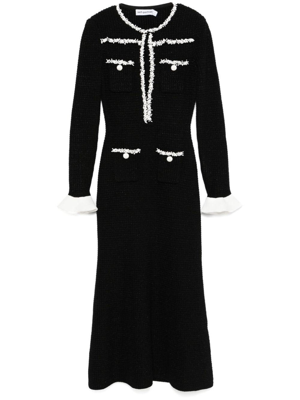 Abito midi con decorazioni in nero Self-portrait - donna 