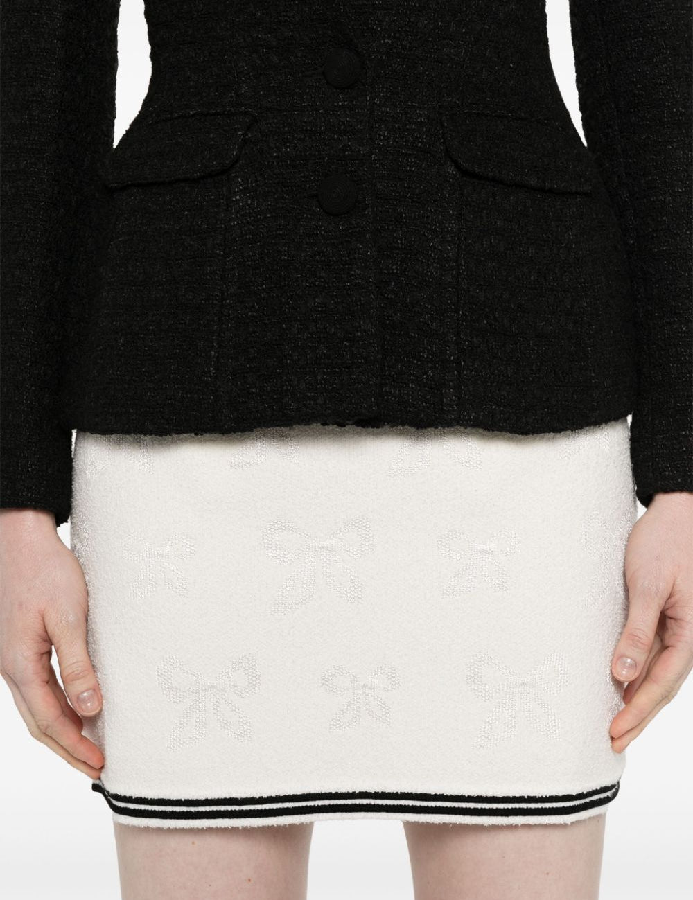 Minigonna con fiocco jacquard in bianco Self-portrait - donna 