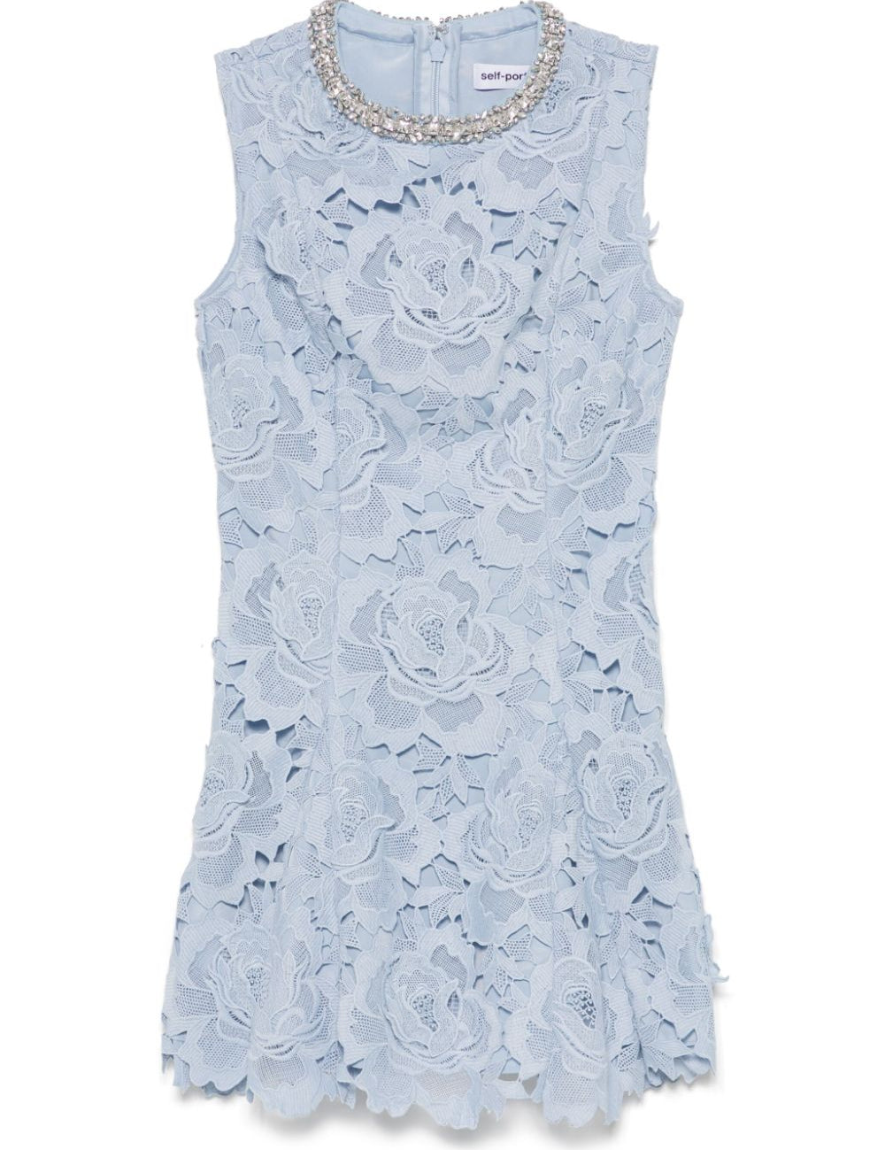 Abito corto con pizzo a fiori in azzurro Self-Portrait - donna 