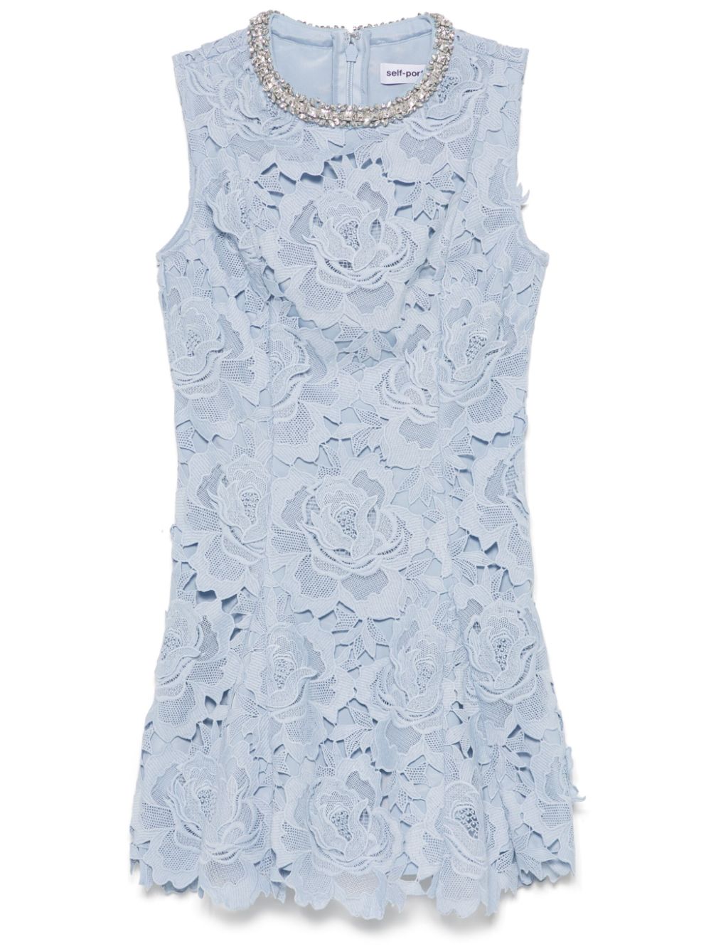 Abito corto con pizzo a fiori in azzurro Self-Portrait - donna 