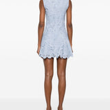 Abito corto con pizzo a fiori in azzurro Self-Portrait - donna 
