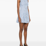 Abito corto con pizzo a fiori in azzurro Self-Portrait - donna 