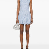 Abito corto con pizzo a fiori in azzurro Self-Portrait - donna 