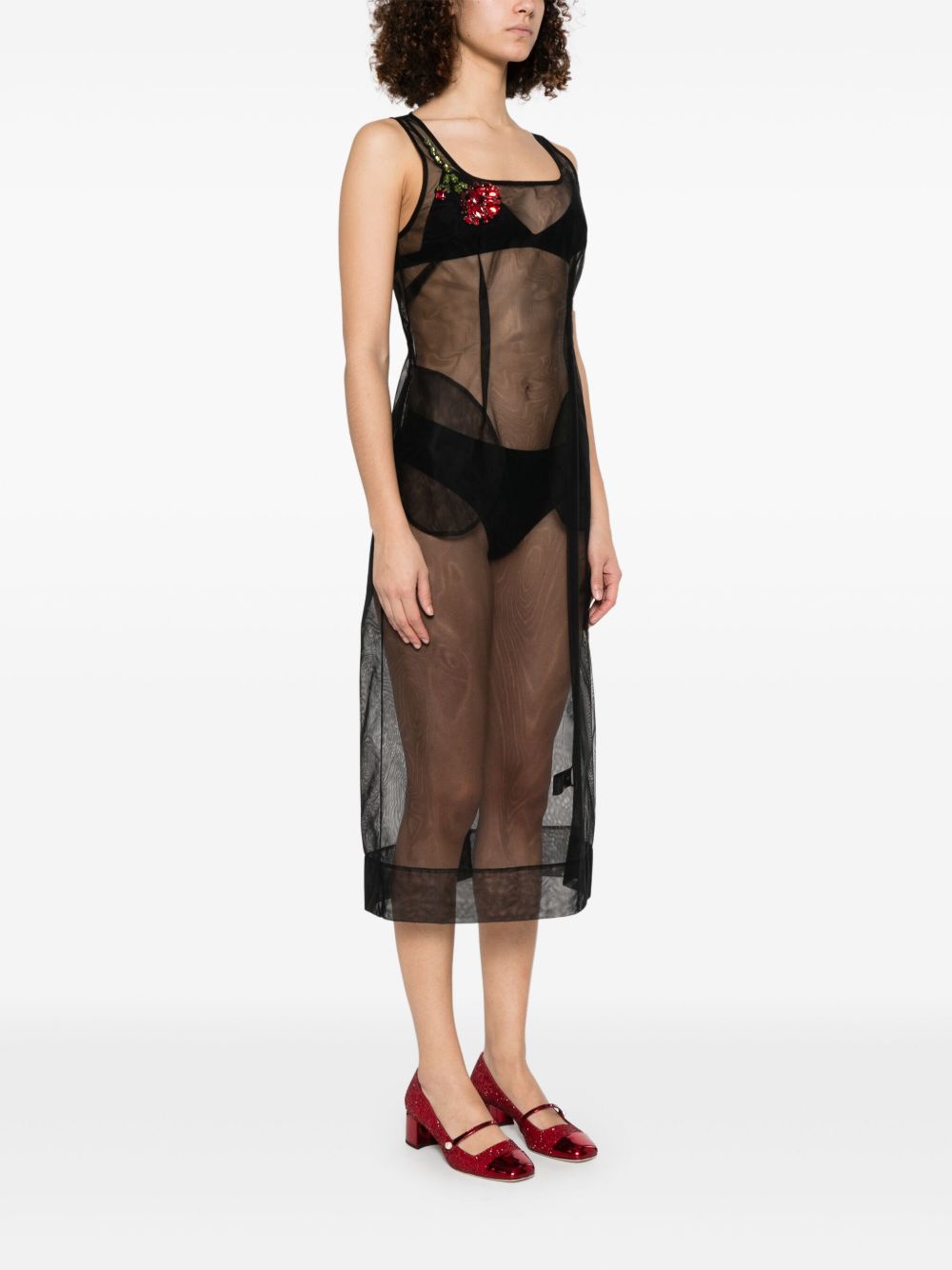 Abito trasparente con ricamo in nero Simone Rocha - donna 