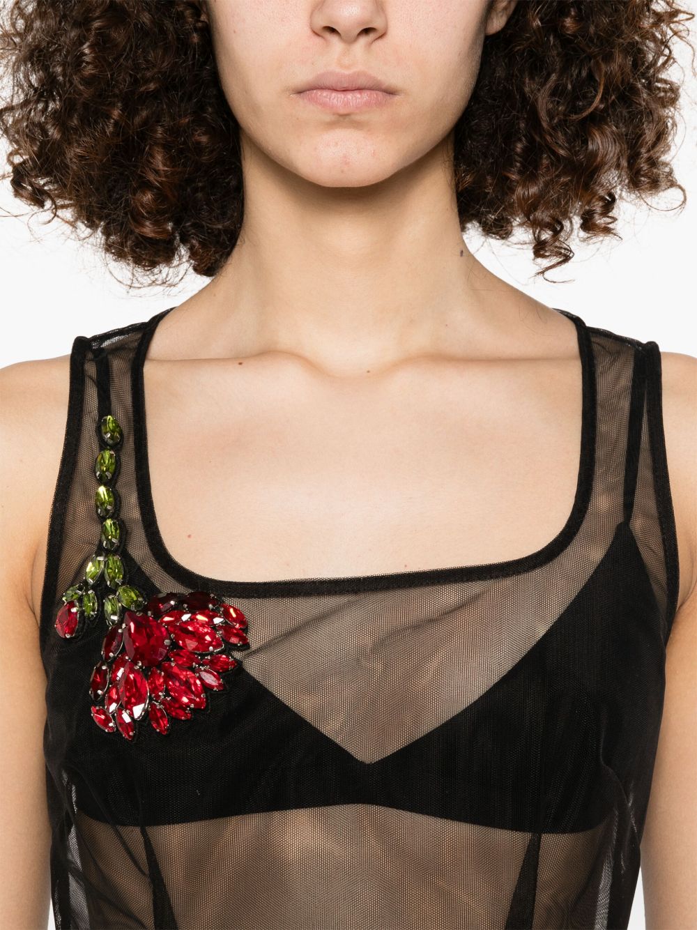 Abito trasparente con ricamo in nero Simone Rocha - donna 