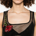 Abito trasparente con ricamo in nero Simone Rocha - donna 