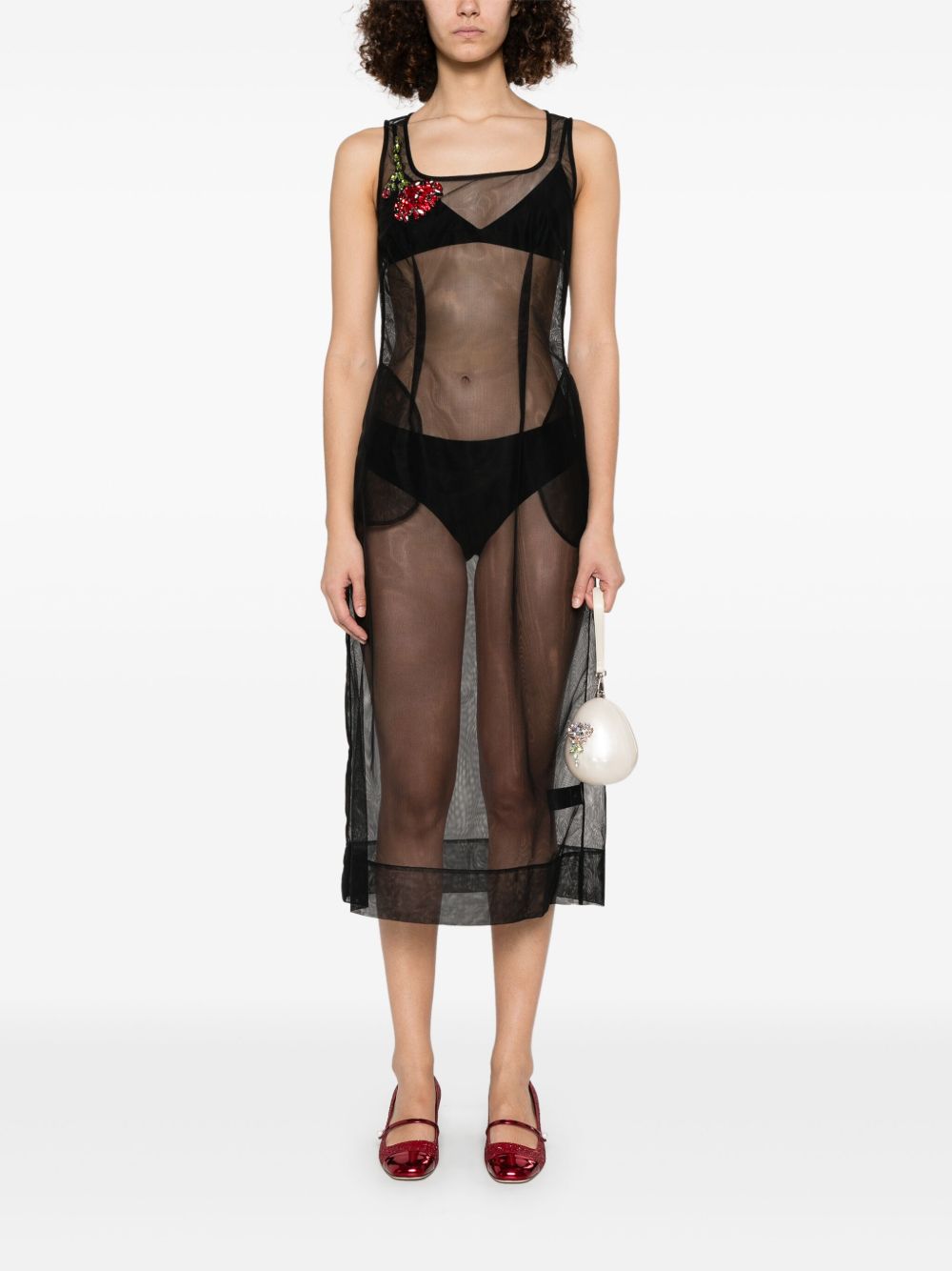 Abito trasparente con ricamo in nero Simone Rocha - donna 