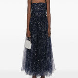 Abito midi Bettina con paillettes in blu Staud - donna 