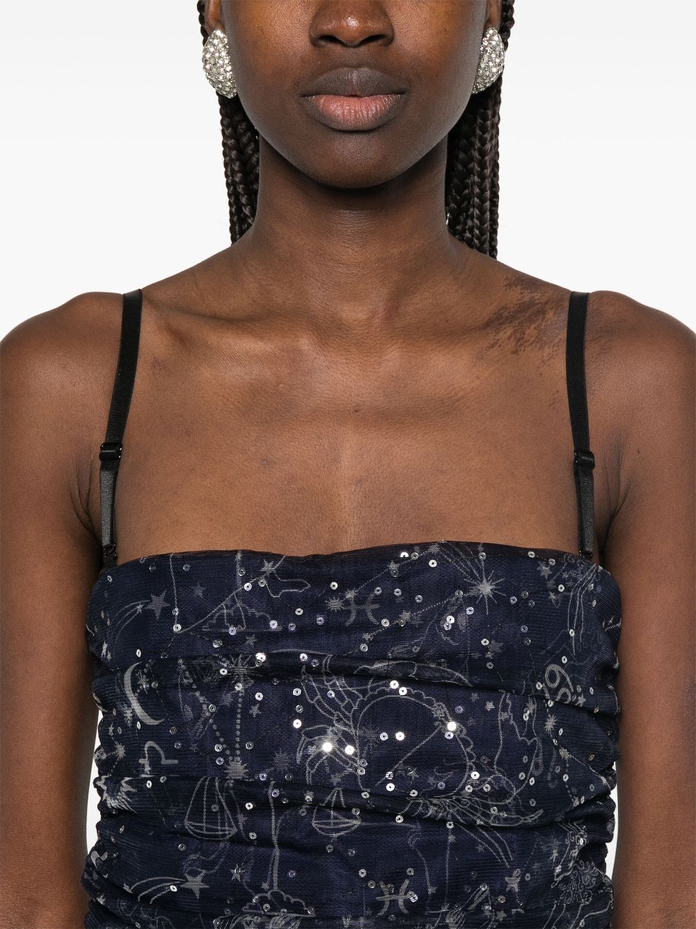 Abito midi Bettina con paillettes in blu Staud - donna 