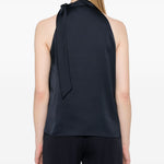 Top con scollatura posteriore in raso in blu Theory - donna 