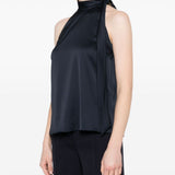Top con scollatura posteriore in raso in blu Theory - donna 