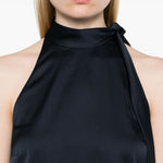 Top con scollatura posteriore in raso in blu Theory - donna 