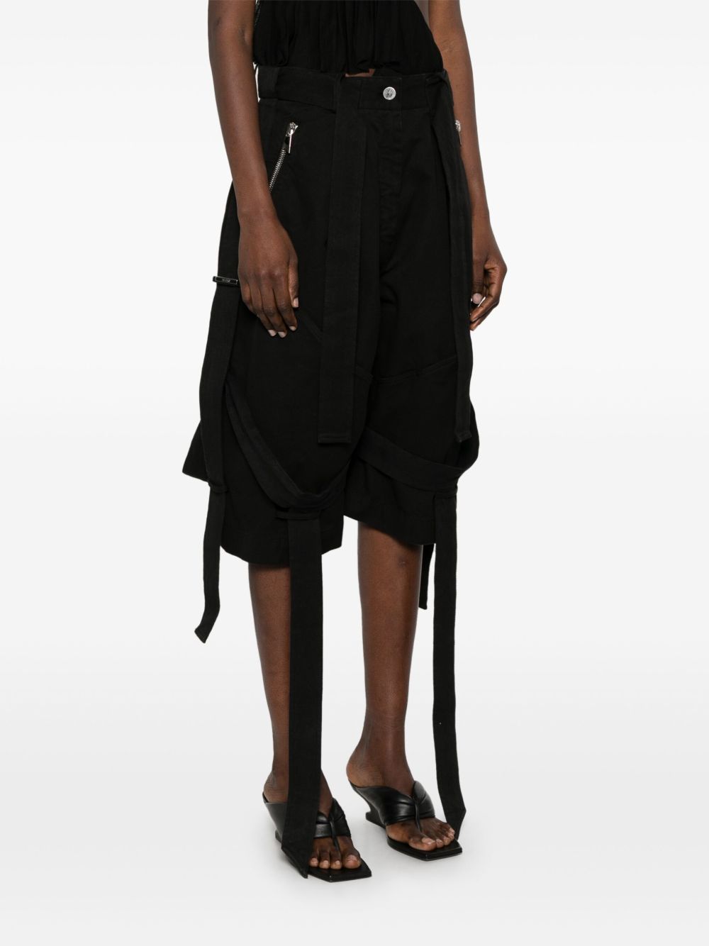 Shorts con cinghie in nero The Attico - donna 