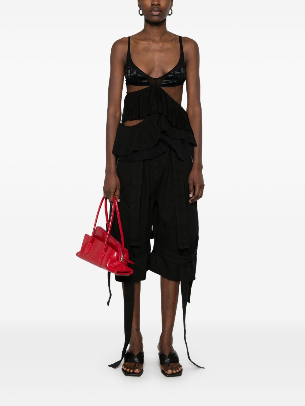 Shorts con cinghie in nero The Attico - donna 
