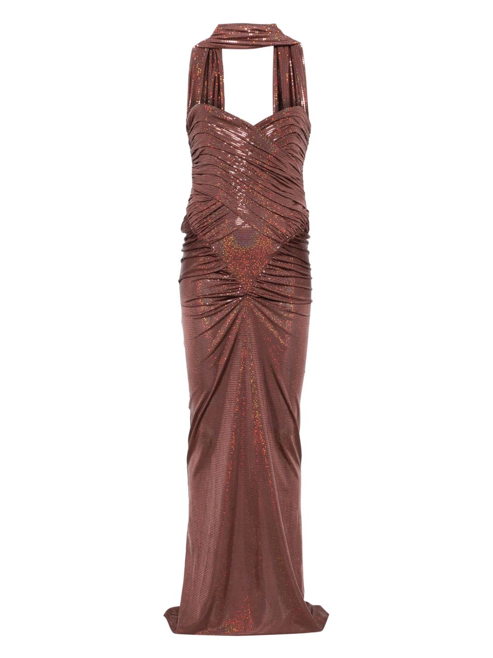 Abito da sera con scollo a cuore in marrone The new arrivals ilkyaz ozel - donna 