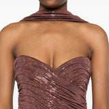 Abito da sera con scollo a cuore in marrone The new arrivals ilkyaz ozel - donna 