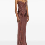 Abito da sera con scollo a cuore in marrone The new arrivals ilkyaz ozel - donna 