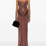 Abito da sera con scollo a cuore in marrone The new arrivals ilkyaz ozel - donna 