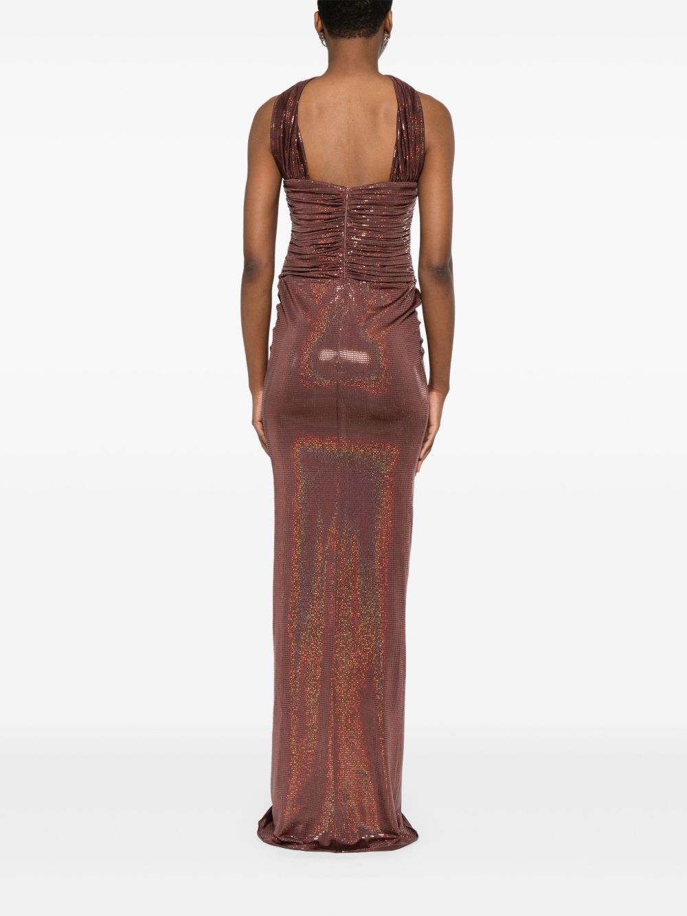 Abito da sera con scollo a cuore in marrone The new arrivals ilkyaz ozel - donna 