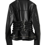 Giacca in pelle con fibbie in nero Undercover - donna 