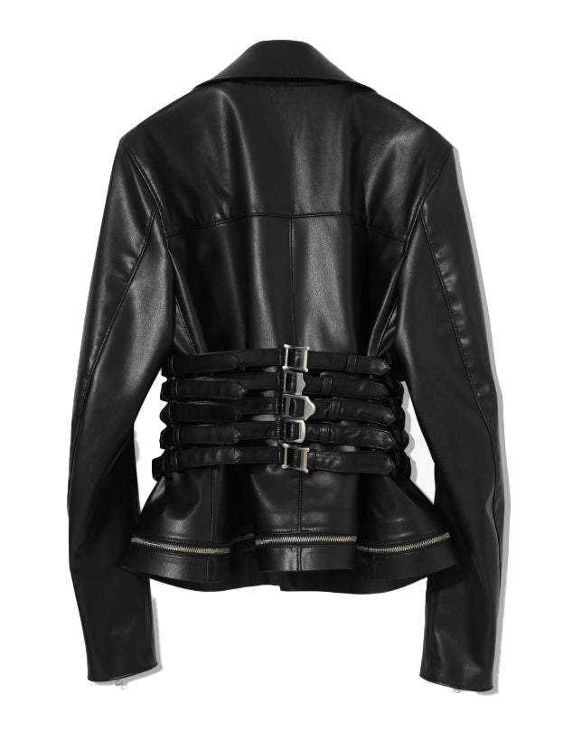 Giacca in pelle con fibbie in nero Undercover - donna 
