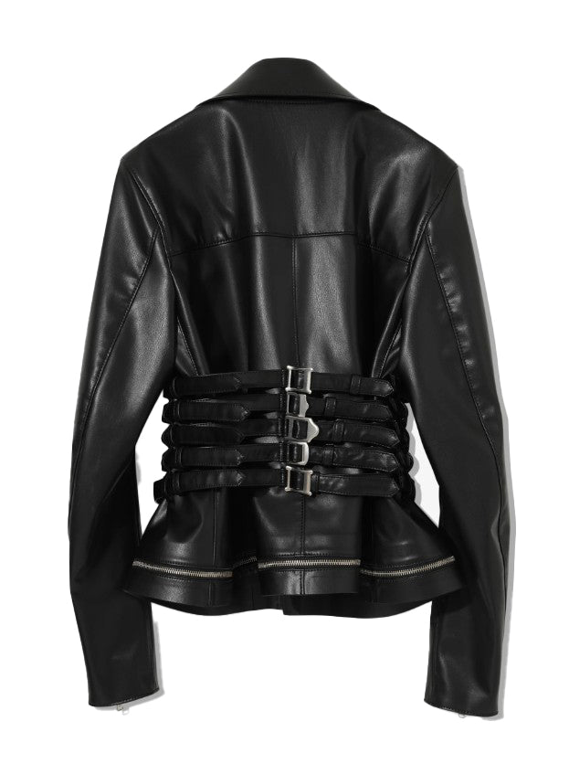 Giacca in pelle con fibbie in nero Undercover - donna 