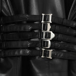 Giacca in pelle con fibbie in nero Undercover - donna 