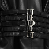 Giacca in pelle con fibbie in nero Undercover - donna 