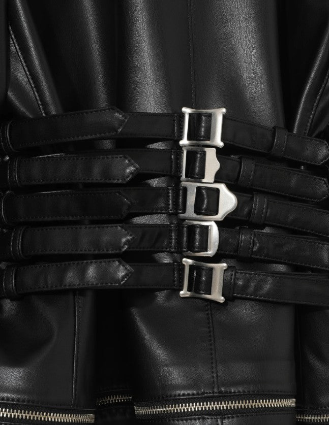 Giacca in pelle con fibbie in nero Undercover - donna 