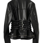 Giacca in pelle con fibbie in nero Undercover - donna 