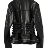 Giacca in pelle con fibbie in nero Undercover - donna 