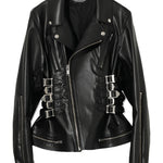 Giacca in pelle con fibbie in nero Undercover - donna 