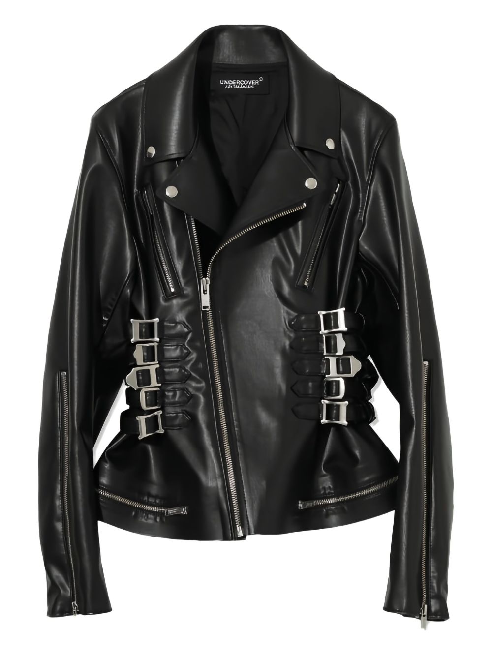 Giacca in pelle con fibbie in nero Undercover - donna 