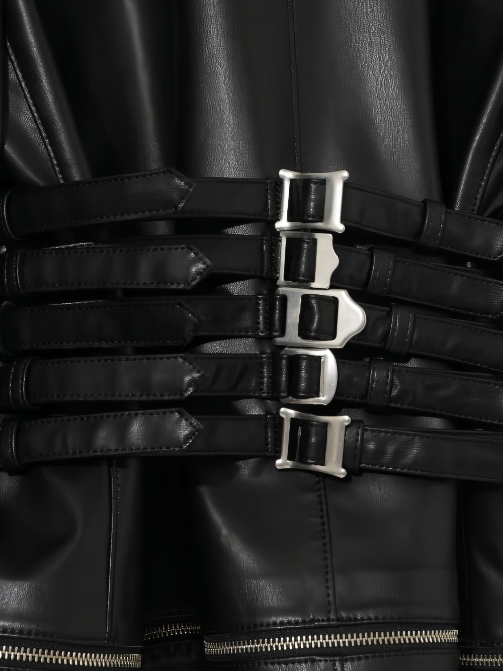 Giacca in pelle con fibbie in nero Undercover - donna 