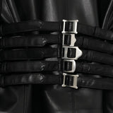 Giacca in pelle con fibbie in nero Undercover - donna 