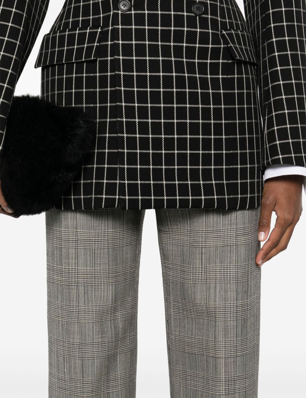 Pantaloni dritti a quadri in grigio Wardrobe.Nyc - donna 