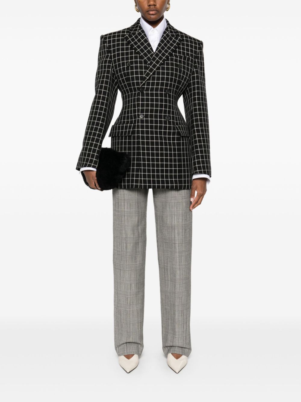 Pantaloni dritti a quadri in grigio Wardrobe.Nyc - donna 